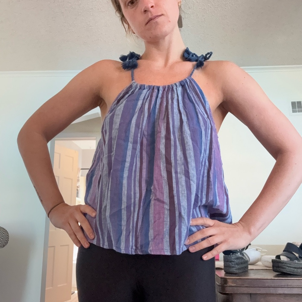 Xirena striped Blue and Purple Women's tank Top